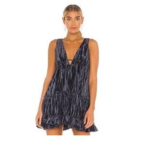 Free People Pleated Plush Swing Dress Rare Night Size Large